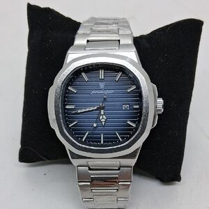 NWT Mens POEDAGAR Luxury Business Watch Waterproof Silver